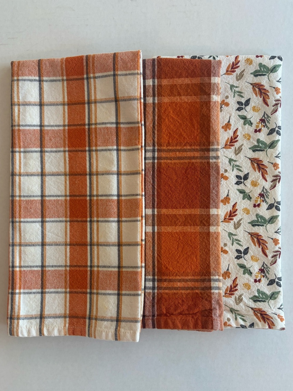 Cotton Tea Towels In Autumn Colors - Set of 3! 100% Cotton. By Design Imports.